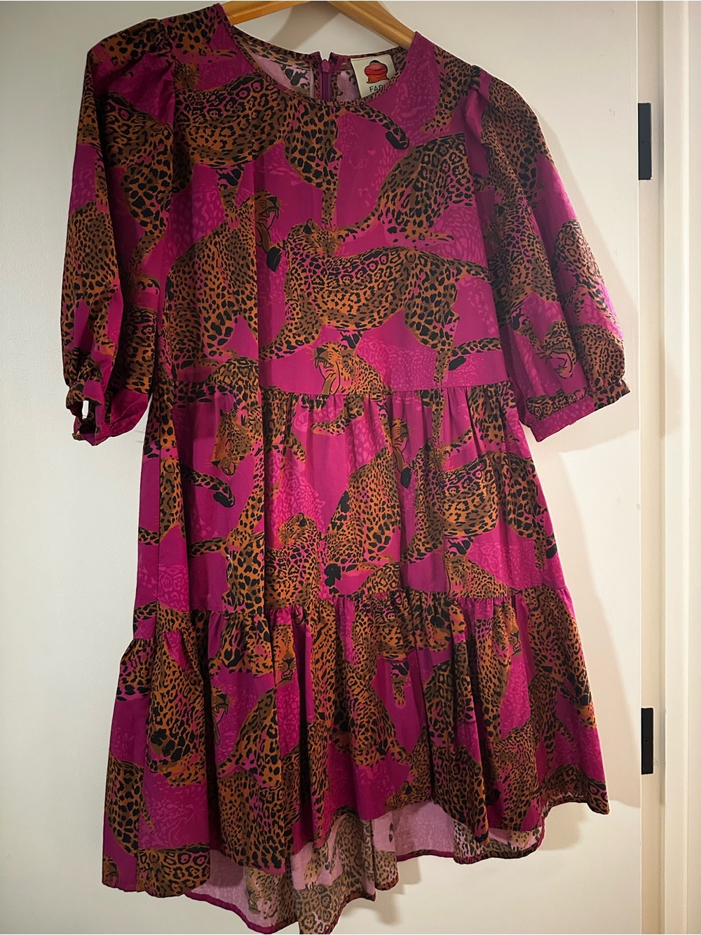 FARM Rio Magenta Mini Dress with Leopard Print